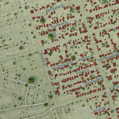 Close-up of the map of Kennedy, California print showing street and building detail