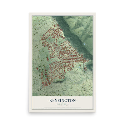 Map of Kensington, California, 12 x 18 inch unframed archival matte print