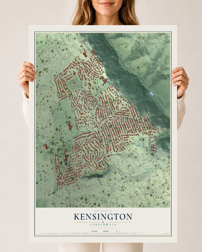 Map of Kensington, California, 24 x 36 inch unframed archival matte print