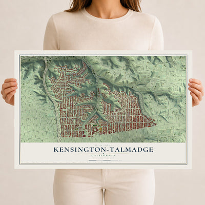 Map of Kensington-Talmadge, California, 12 x 18 inch unframed archival matte print