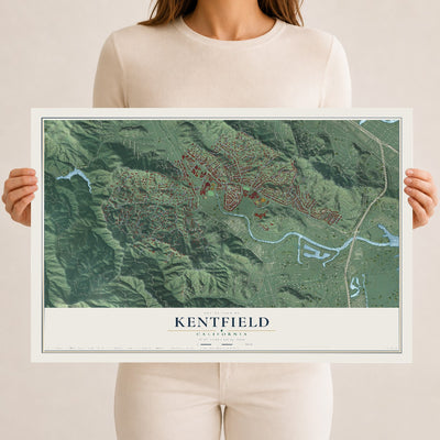 Map of Kentfield, California, 12 x 18 inch unframed archival matte print
