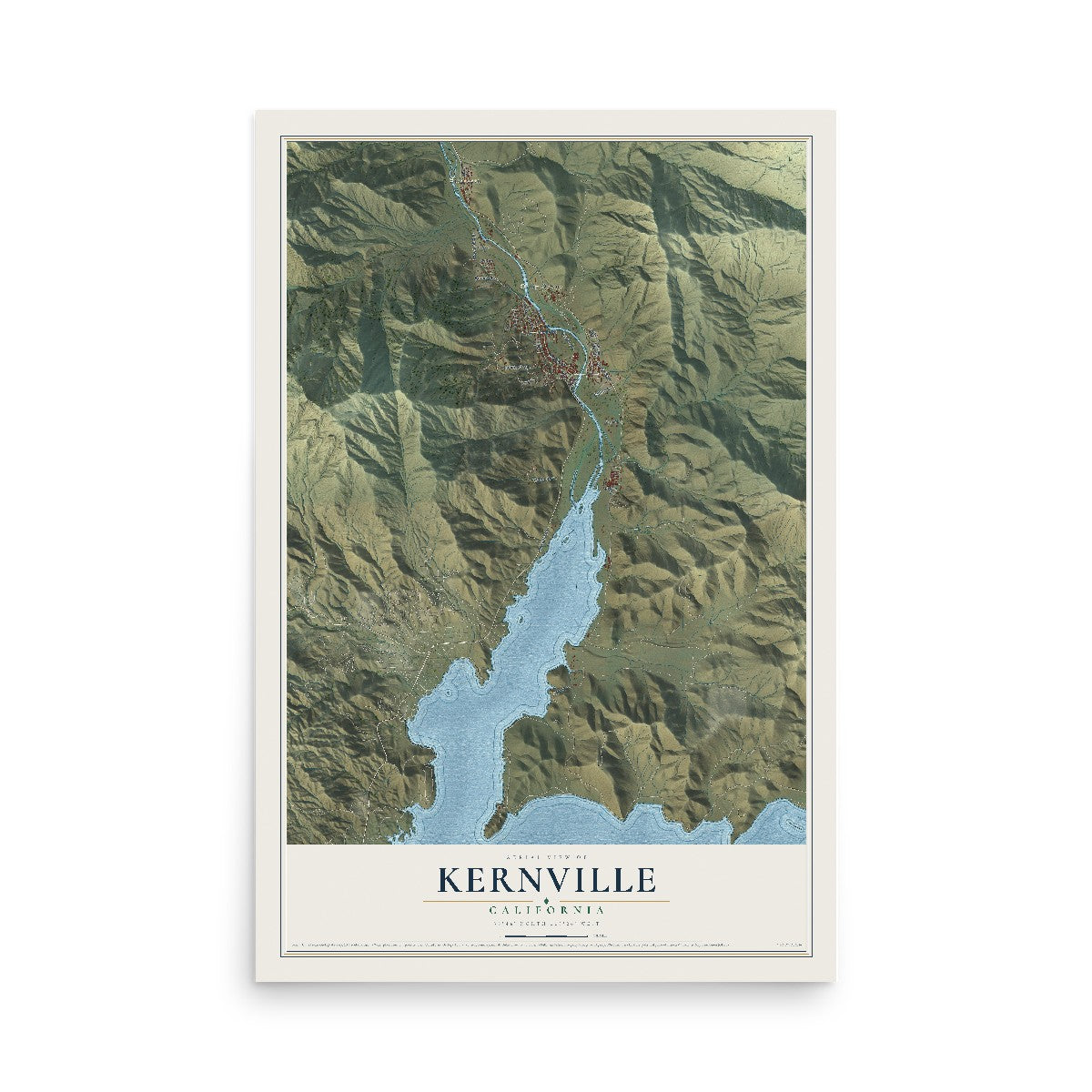 Map of Kernville, California, 12 x 18 inch unframed archival matte print