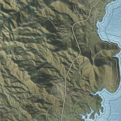 Close-up of the map of Kernville, California print showing street and building detail