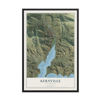 Map of Kernville, California, 12 x 18 inch print in a black wood frame