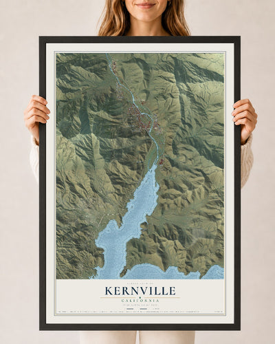 Map of Kernville, California, 24 x 36 inch print in a black wood frame