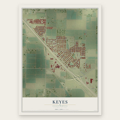 Keyes, California map print, the full design