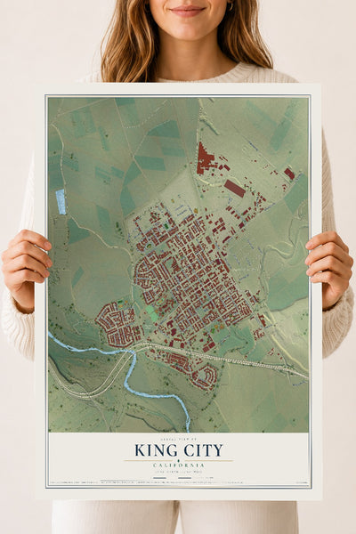 Map of King City, California, 18 x 24 inch unframed archival matte print