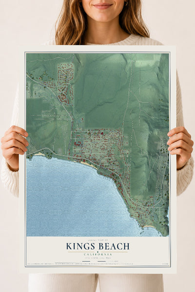 Map of Kings Beach, California, 18 x 24 inch unframed archival matte print