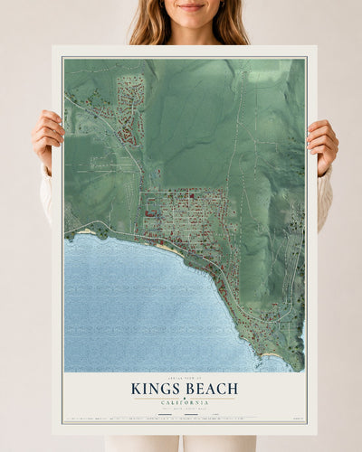Map of Kings Beach, California, 24 x 36 inch unframed archival matte print