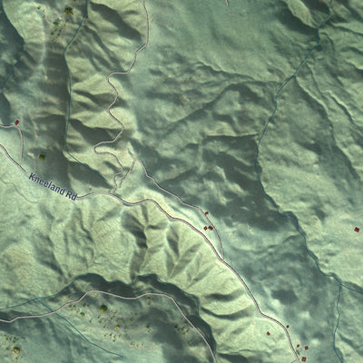 Close-up of the map of Kneeland, California print showing street and building detail