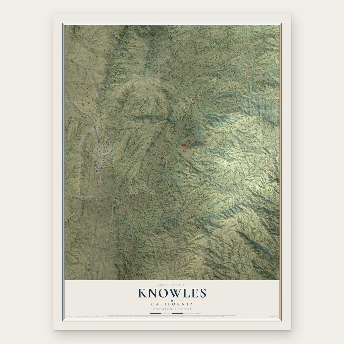 Knowles, California map print, the full design