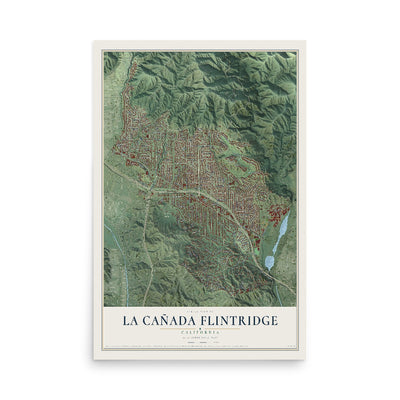 Map of La Cañada Flintridge, California, 12 x 18 inch unframed archival matte print
