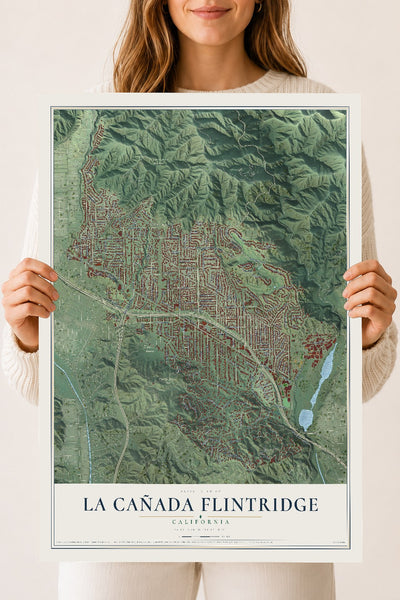Map of La Cañada Flintridge, California, 18 x 24 inch unframed archival matte print