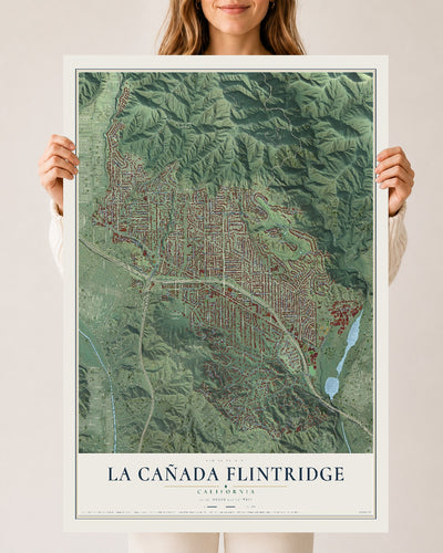 Map of La Cañada Flintridge, California, 24 x 36 inch unframed archival matte print