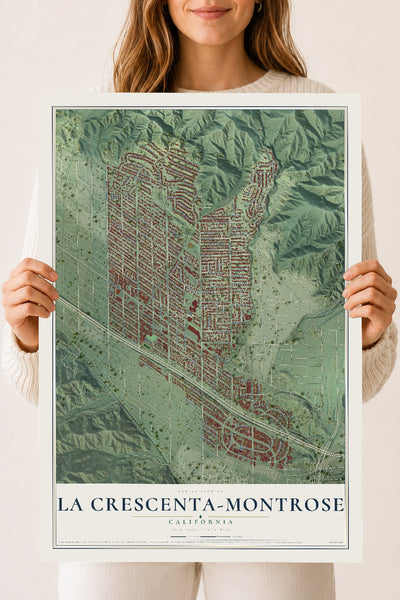 Map of La Crescenta-Montrose, California, 18 x 24 inch unframed archival matte print