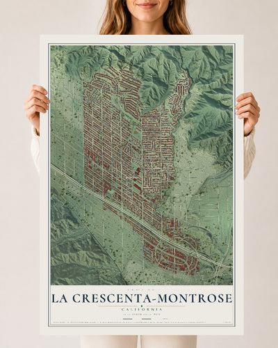 Map of La Crescenta-Montrose, California, 24 x 36 inch unframed archival matte print