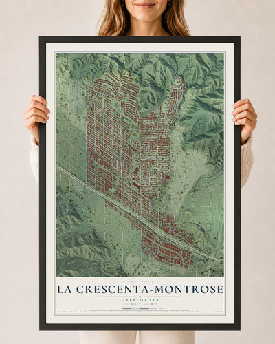 Map of La Crescenta-Montrose, California, 24 x 36 inch print in a black wood frame