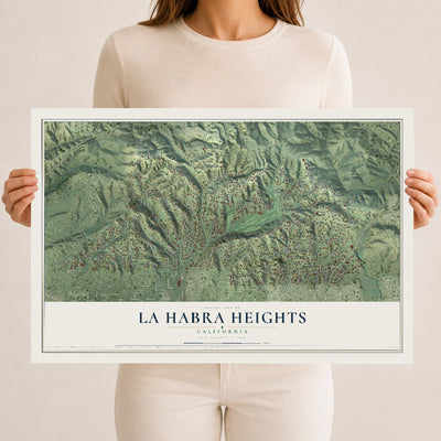 Map of La Habra Heights, California, 12 x 18 inch unframed archival matte print