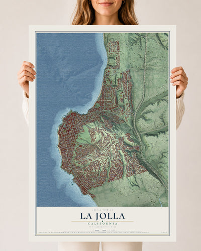 Map of La Jolla, California, 24 x 36 inch unframed archival matte print