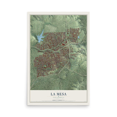 Map of La Mesa, California, 12 x 18 inch unframed archival matte print