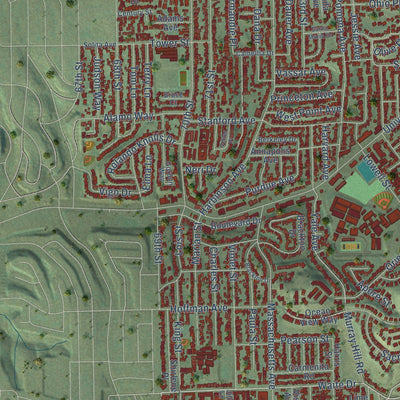 Second close-up of the map of La Mesa, California print showing more streets and buildings