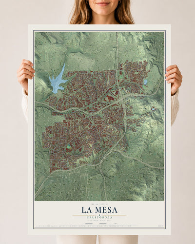 Map of La Mesa, California, 24 x 36 inch unframed archival matte print