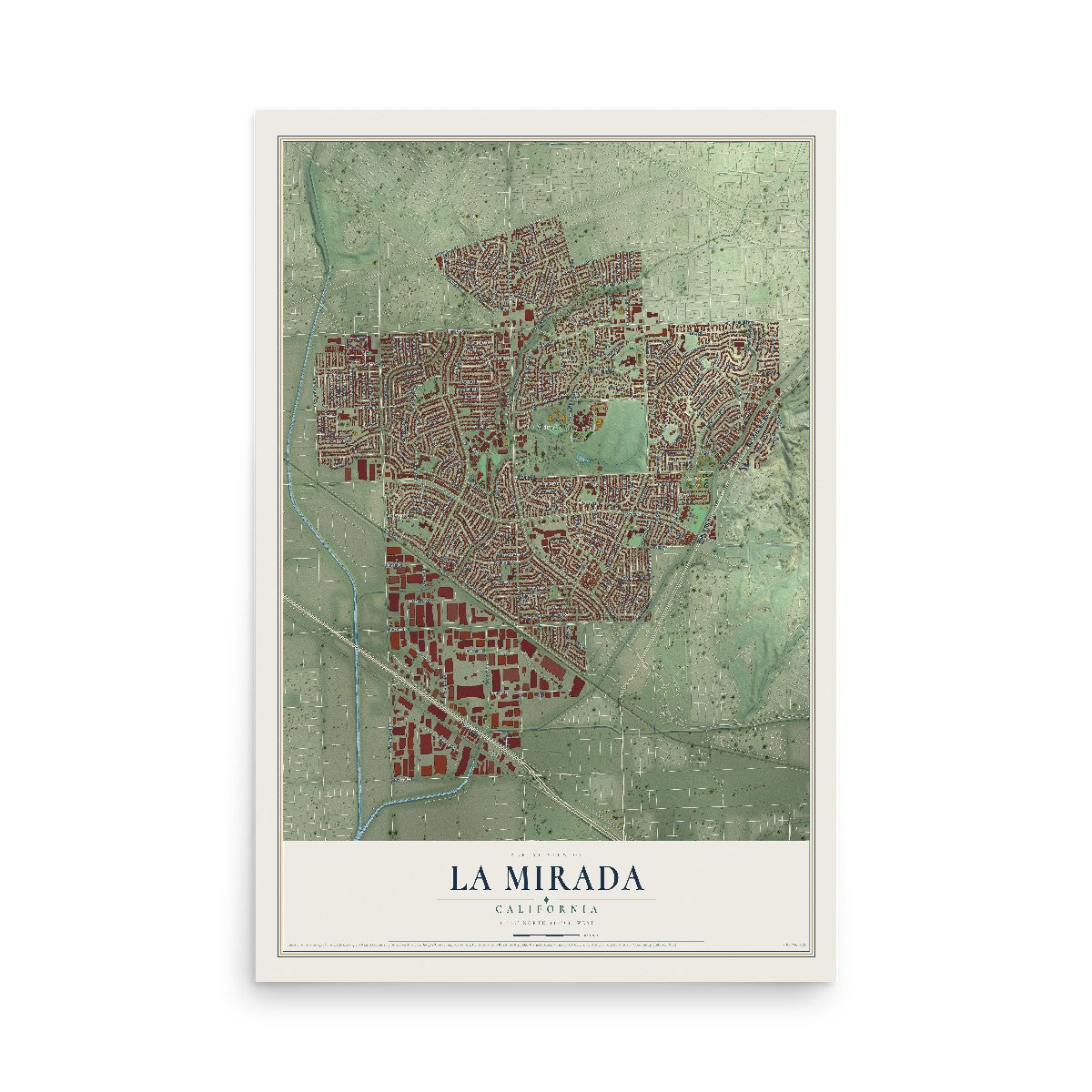 Map of La Mirada, California, 12 x 18 inch unframed archival matte print