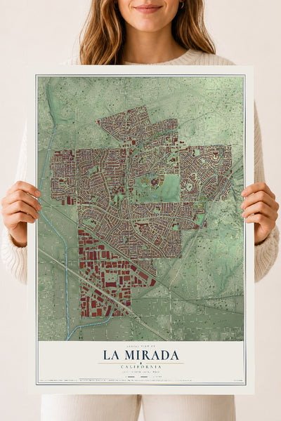 Map of La Mirada, California, 18 x 24 inch unframed archival matte print