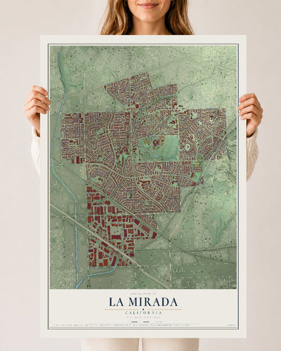 Map of La Mirada, California, 24 x 36 inch unframed archival matte print