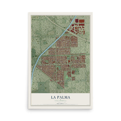 Map of La Palma, California, 12 x 18 inch unframed archival matte print