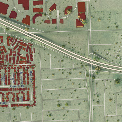 Second close-up of the map of La Palma, California print showing more streets and buildings