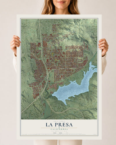 Map of La Presa, California, 24 x 36 inch unframed archival matte print