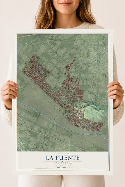 Map of La Puente, California, 18 x 24 inch unframed archival matte print