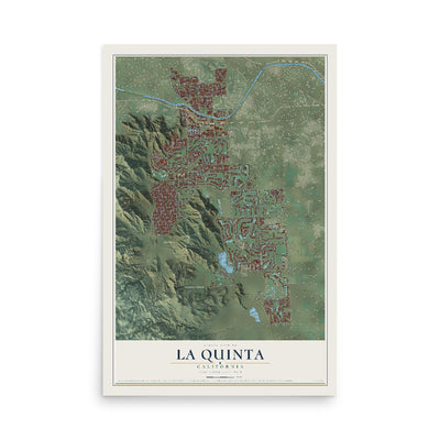 Map of La Quinta, California, 12 x 18 inch unframed archival matte print