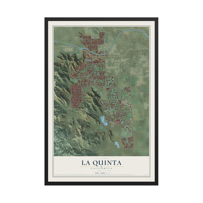 Map of La Quinta, California, 12 x 18 inch print in a black wood frame