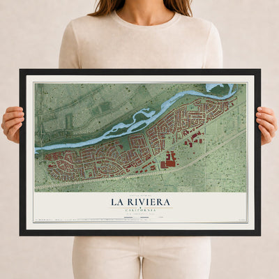 Map of La Riviera, California, 12 x 18 inch print in a black wood frame