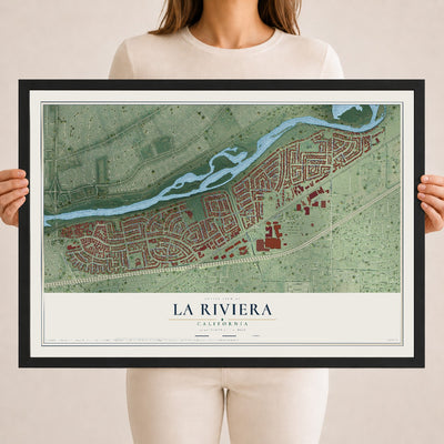 Map of La Riviera, California, 18 x 24 inch print in a black wood frame