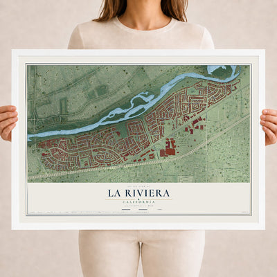 Map of La Riviera, California, 18 x 24 inch print in a white wood frame