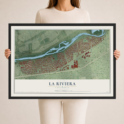 Map of La Riviera, California, 24 x 36 inch print in a black wood frame