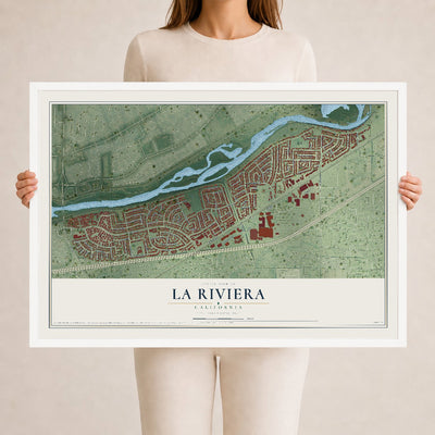 Map of La Riviera, California, 24 x 36 inch print in a white wood frame