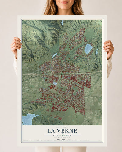 Map of La Verne, California, 24 x 36 inch unframed archival matte print