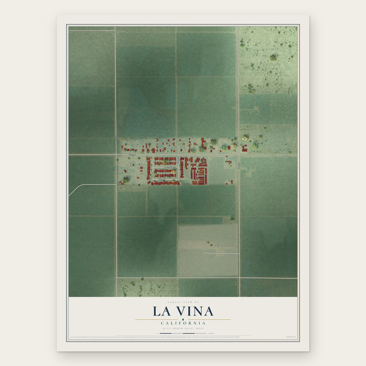 La Vina, California map print, the full design