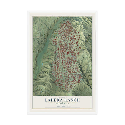 Map of Ladera Ranch, California, 12 x 18 inch print in a white wood frame