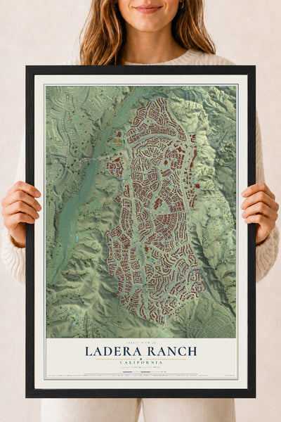 Map of Ladera Ranch, California, 18 x 24 inch print in a black wood frame