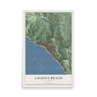 Map of Laguna Beach, California, 12 x 18 inch unframed archival matte print