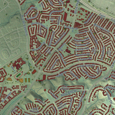 Close-up of the map of Laguna Hills, California print showing street and building detail