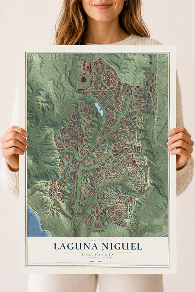 Map of Laguna Niguel, California, 18 x 24 inch unframed archival matte print