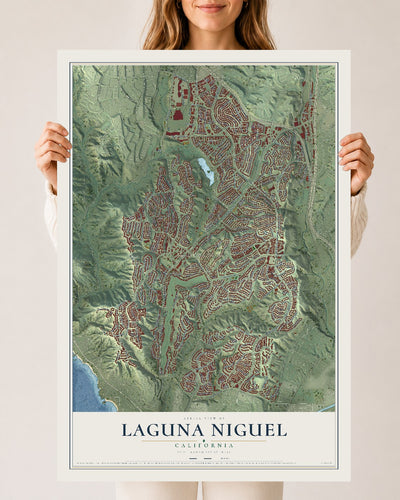 Map of Laguna Niguel, California, 24 x 36 inch unframed archival matte print
