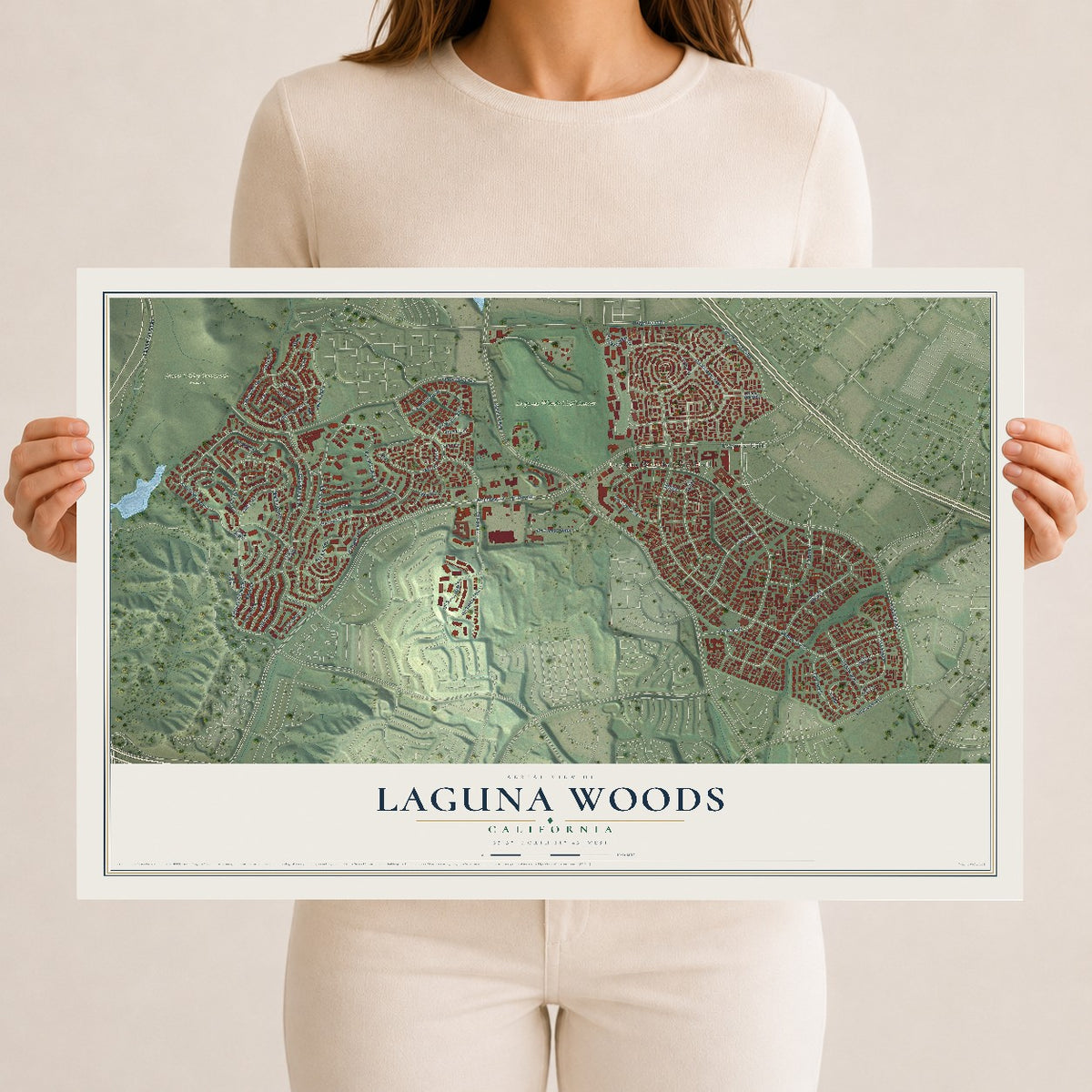 Map of Laguna Woods, California, 12 x 18 inch unframed archival matte print