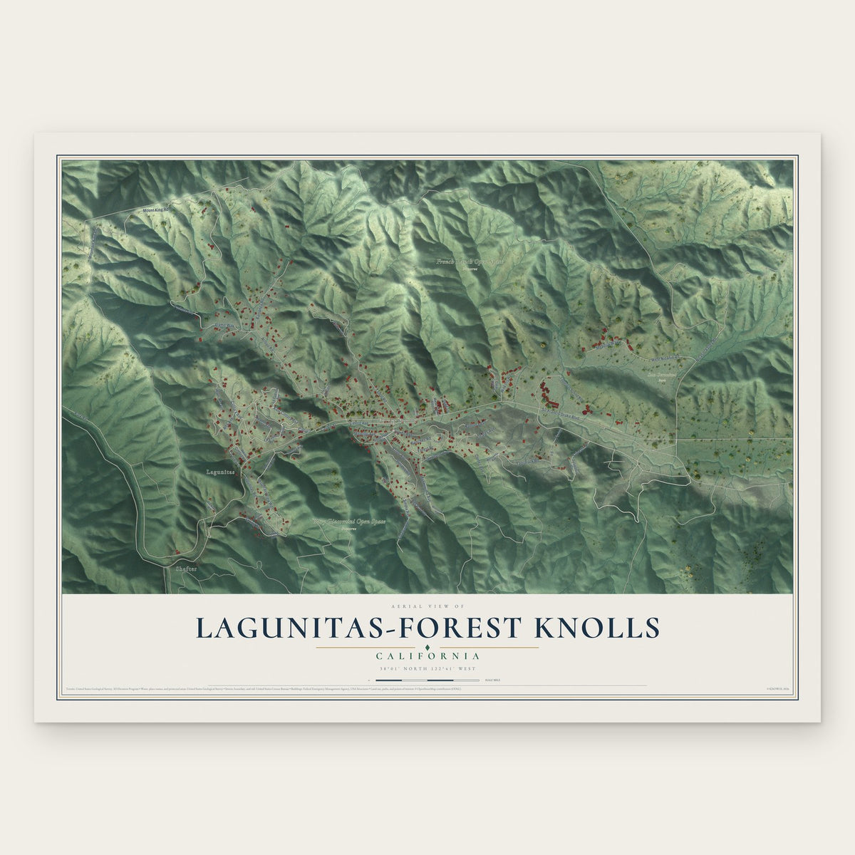 Lagunitas-Forest Knolls, California map print, the full design